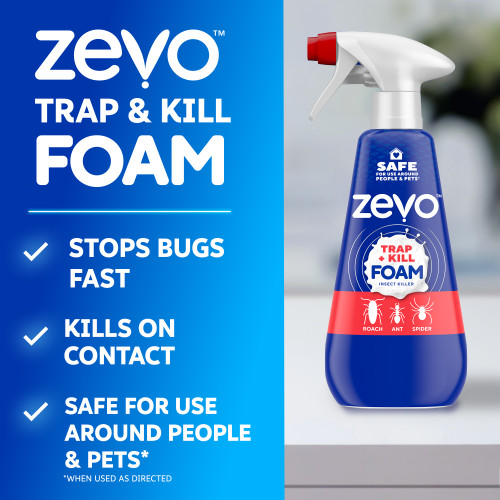 Zevo Trap & Kill Foam Insect Killer for Roaches & Spiders 12oz - Image 2